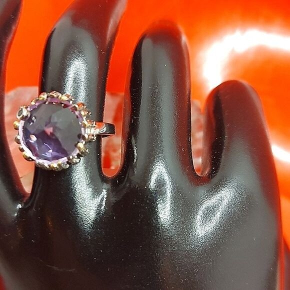 Amythest & Black Spinel 925 Silver Ring Protection From Emotional Vampires - Picture 5 of 6